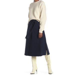 Club Monaco Navy Belted Midi Skirt